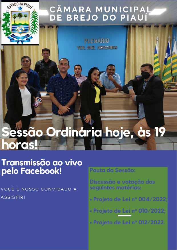 10ª Sessão Ordinária de 2022 será realizada hoje (24/06).